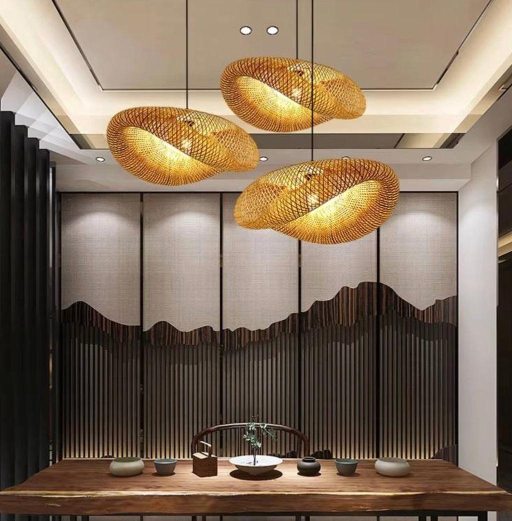 Large Bamboo Woven Rustic Pendant Light