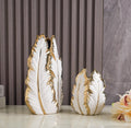 Modern Luxury Gold Feather Ceramic Vase