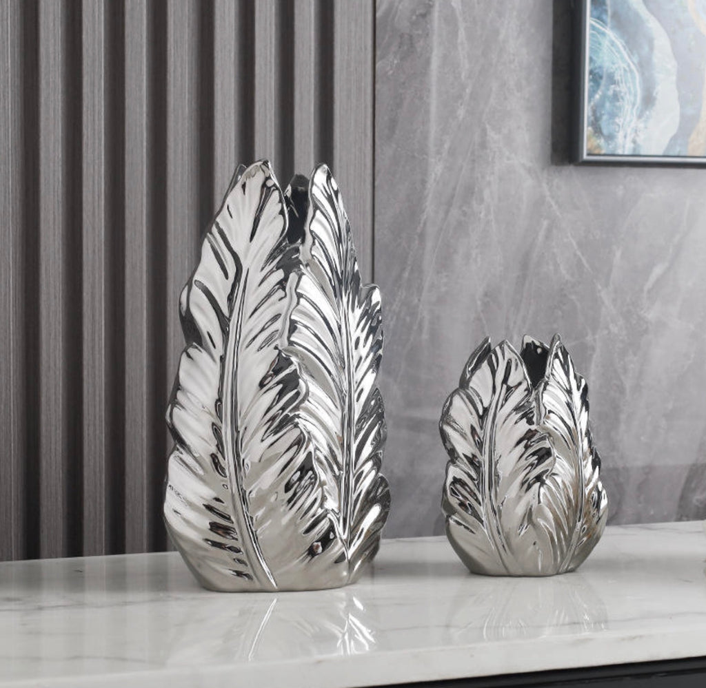 Modern Luxury Gold Feather Ceramic Vase