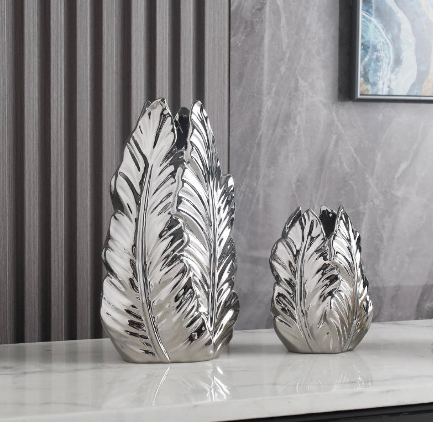 Modern Luxury Gold Feather Ceramic Vase