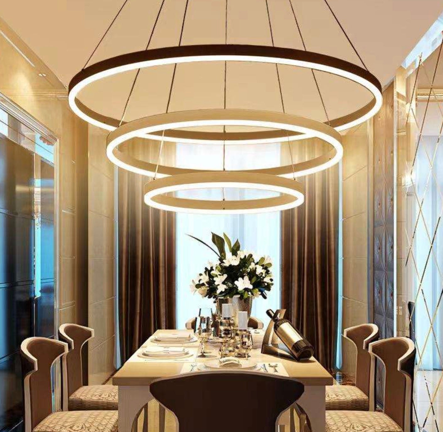 Modern 3-Ring Acrylic LED Chandelier