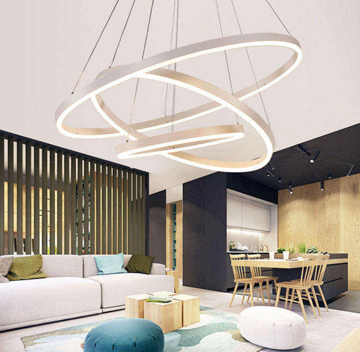 Modern 3-Ring Acrylic LED Chandelier
